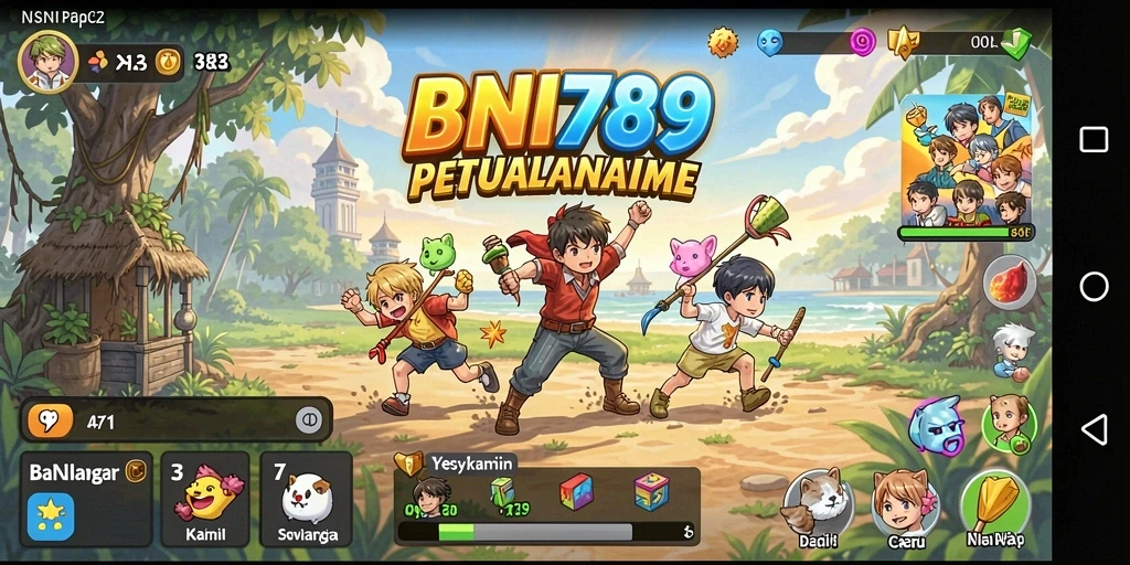 Screenshot menampilkan karakter anime dalam aksi seru di BNI789.