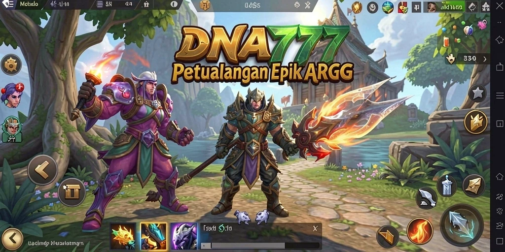 Screenshot menunjukkan aksi pertarungan seru dalam game ARPG DNA777.