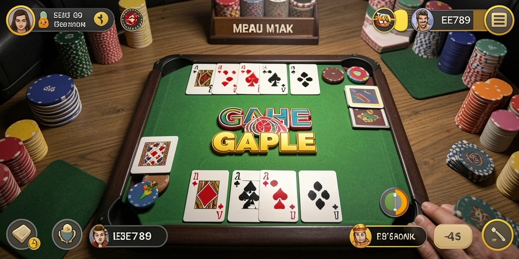 Tampilan gameplay seru Gaple di EE789 dengan grafik menarik.