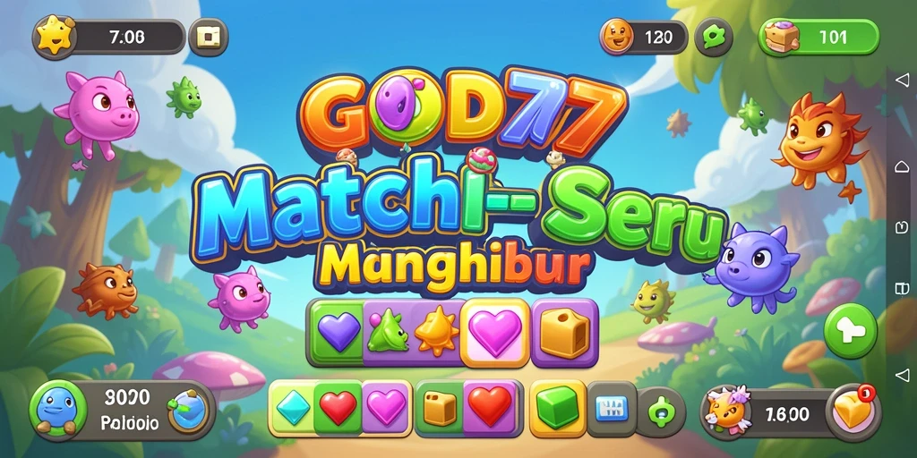 Tampilan gameplay GOD77 yang menarik dan penuh warna saat mencocokkan item.