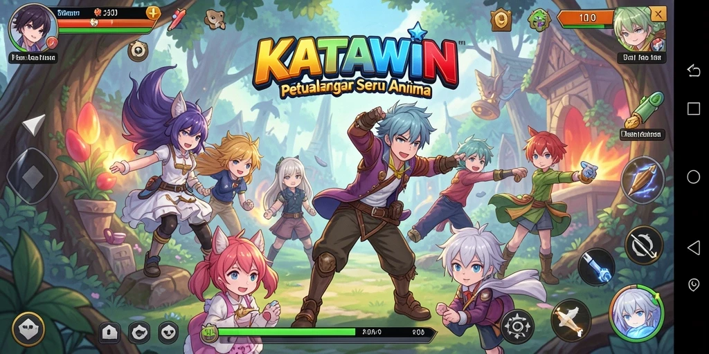 Tampilan gameplay KATAWIN yang menakjubkan dan penuh aksi anime.