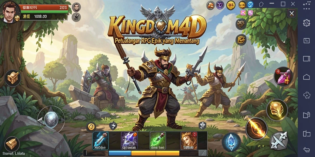 Tampilan aksi seru dalam KINGDOM4D saat bertarung dengan monster.