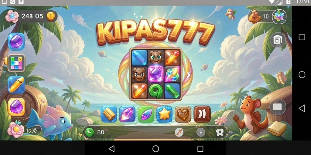 Tampilan gameplay seru dan menantang di KIPAS777 yang penuh warna.