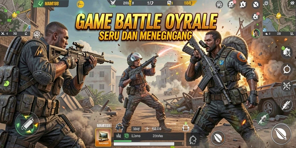 Screenshot utama MAMI188 menunjukkan aksi seru di arena Battle Royale.