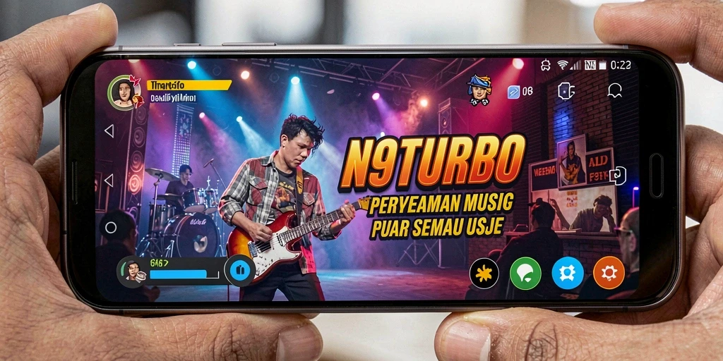 Tampilan gameplay N9TURBO yang penuh warna dan interaktif.