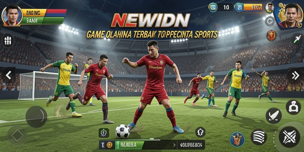 Screenshot utama NEWIDN menampilkan aksi seru dalam pertandingan olahraga.