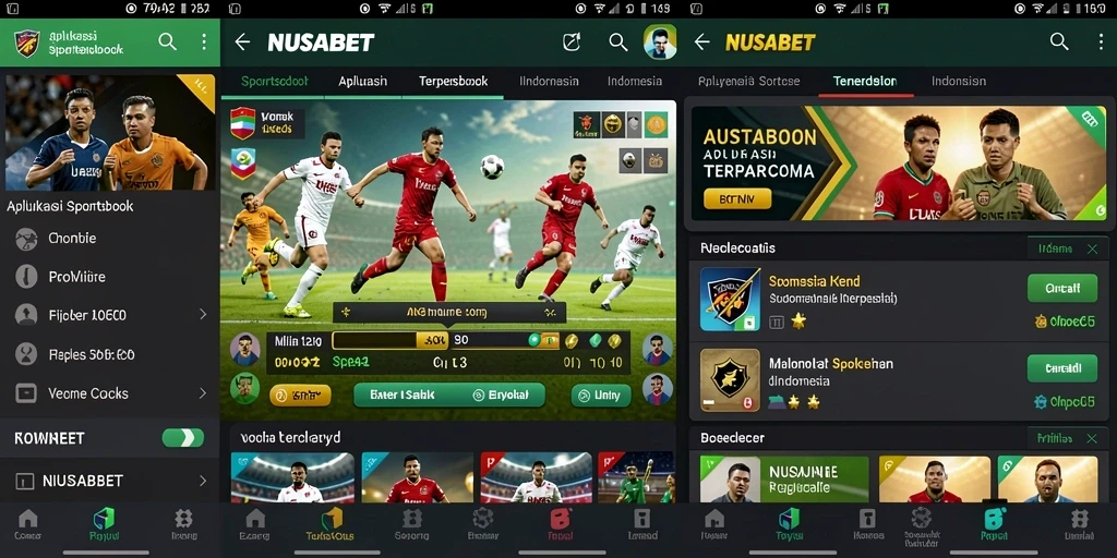 Tampilan utama NUSABET menampilkan berbagai opsi taruhan olahraga.