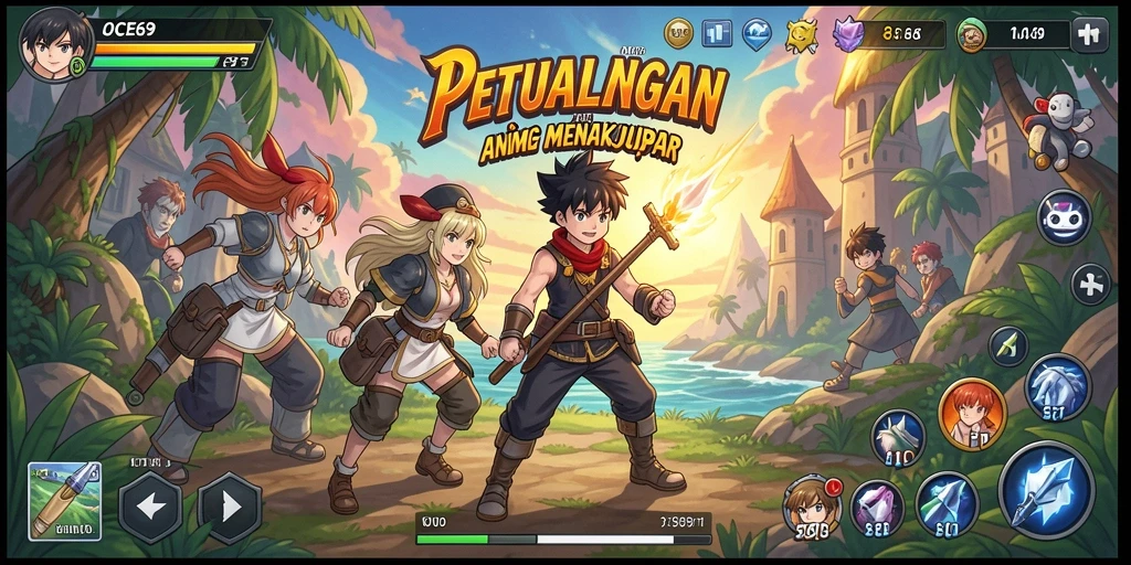 Tampilan screenshot OCE69 menampilkan aksi pertarungan karakter anime yang seru.