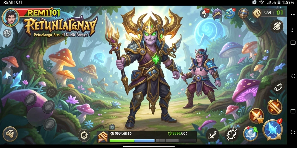 Tampilan gameplay <strong>REMI101</strong> menunjukkan petualangan seru dalam dunia fantasi.