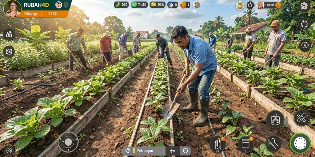Tampilan menarik dari gameplay RUBAH4D saat bercocok tanam.