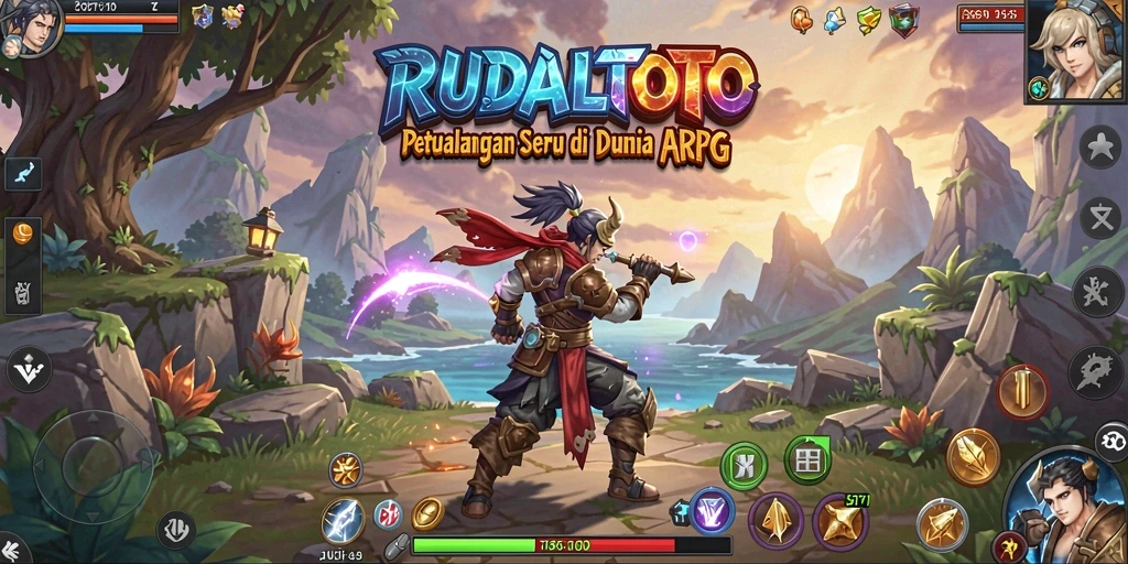 Screenshot gameplay RUDALTOTO menampilkan pertarungan seru di dunia fantasi.