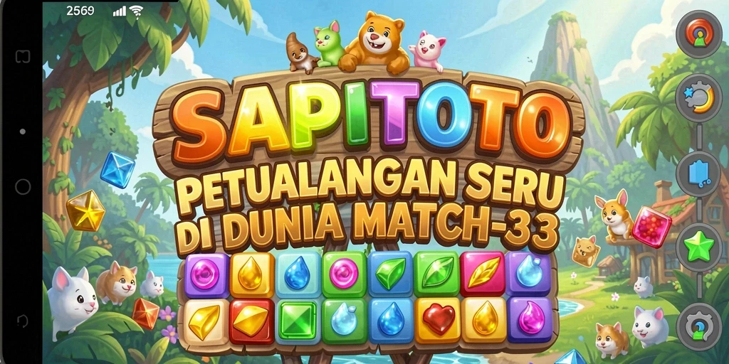 Gameplay SAPITOTO menampilkan kombinasi colorful dalam permainan Match-3.