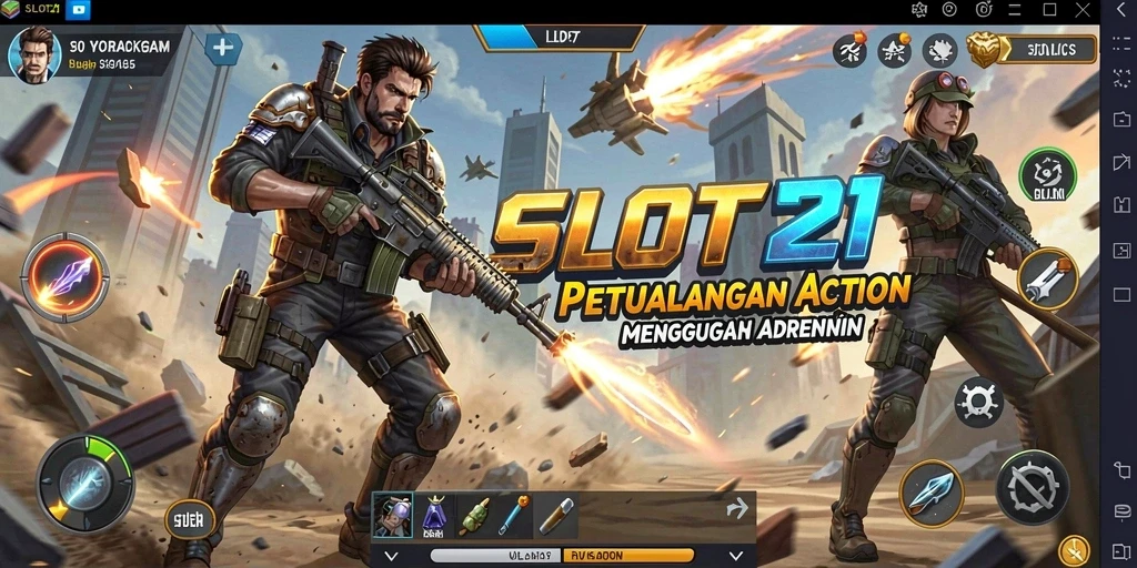Tampilan utama SLOT21 menampilkan aksi seru dan grafis menawan.