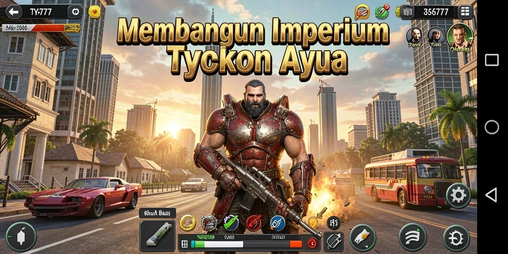 Gameplay TYA777 yang menampilkan strategi membangun bisnis Tycoon.