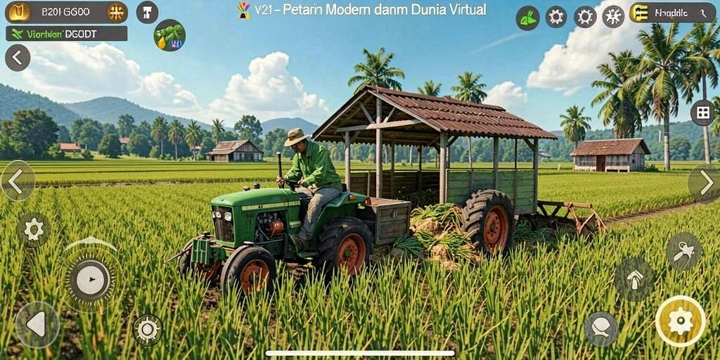 Tampilan menarik gameplay V21 yang menampilkan aktivitas bercocok tanam.